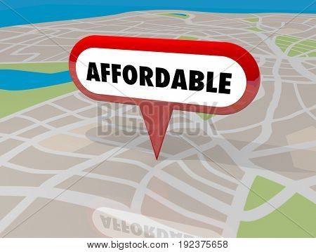 Affordable Housing Real Estate Building Property Map Pin 3d Illustration