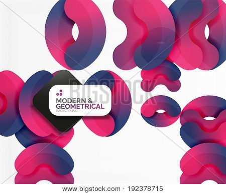 Abstract color geometric round shapes on white - elements with shadow, colorful composition