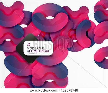 Abstract color geometric round shapes on white - elements with shadow, colorful composition