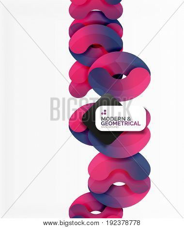 Abstract color geometric round shapes on white - elements with shadow, colorful composition