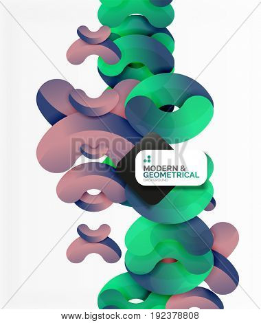 Abstract color geometric round shapes on white - elements with shadow, colorful composition
