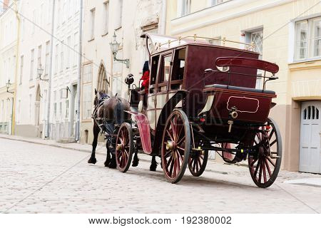 Beautiful old couch in old town. Traveling, romance, love concept.