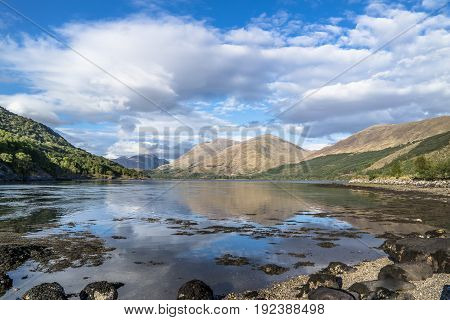 Shores of Loch Creran by the Loch Creran bridge, Argyll, Scotland