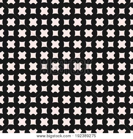Vector seamless pattern. Stylish monochrome geometric texture with small smooth crosses & squares. Black & beige colors. Abstract dark repeat background for tileable and print. Design pattern, textile pattern, covers pattern, fabric pattern.