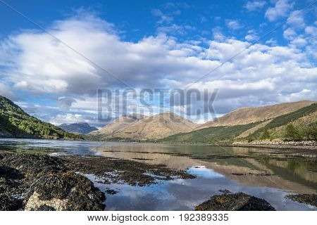 Shores of Loch Creran by the Loch Creran bridge, Argyll, Scotland
