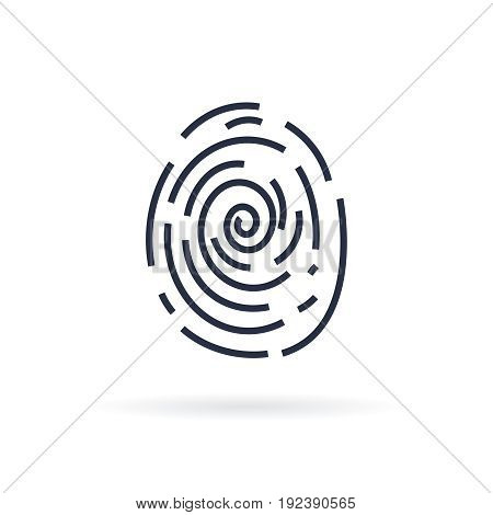 Human finger print vector icon on white background. Vector Icon, Isolated Sci-Fi Future Identification Authorization System. Line icon