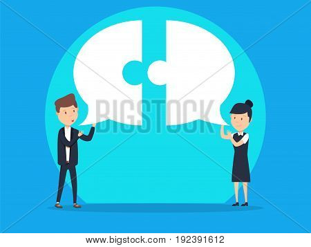 Business team communication with speech bubble. Concept business vector.