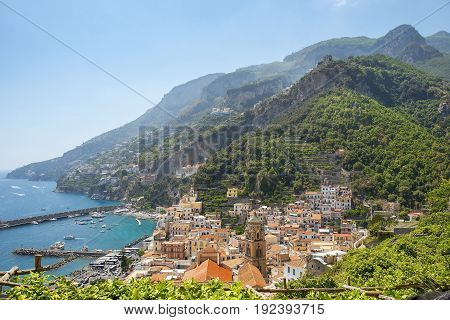 picturesque landscape Amalfi, Gulf of Salerno, Italy. Amalfi is included in the UNESCO World Heritage Sites