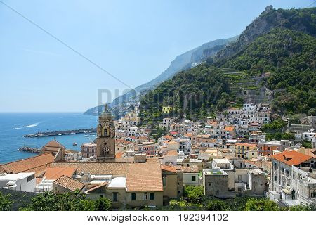 picturesque landscape Amalfi, Gulf of Salerno, Italy. Amalfi is included in the UNESCO World Heritage Sites