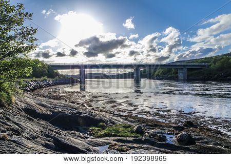 Shores of Loch Creran by the Loch Creran bridge, Argyll, Scotland