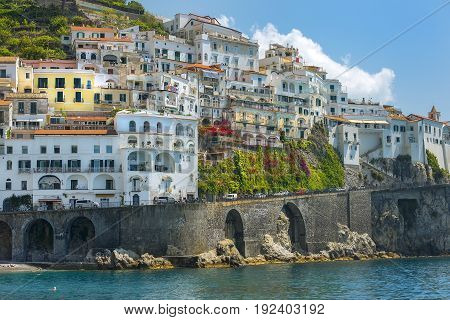 picturesque landscape Amalfi, Gulf of Salerno, Italy. Amalfi is included in the UNESCO World Heritage Sites