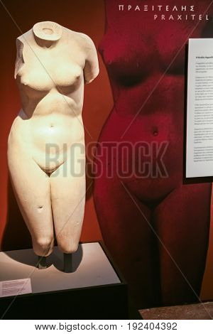 Exhibition Of Praxiteles Statues In Museum