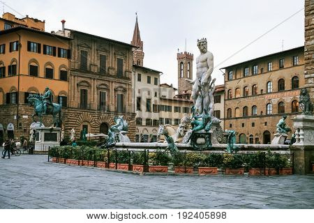 Piazza Della Signoria In Florence City In Winter