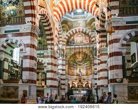 Visitors In Basilica Notre-dame De La Garde