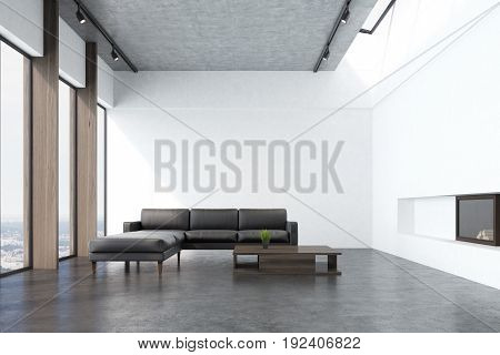 White Living Room With A Sofa, Front