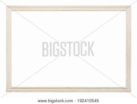 Wooden White Carved Narrow Picture Frame Isolated