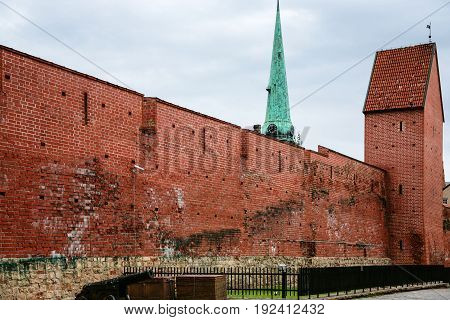 Restored Section Of Riga Old City Walls In Autumn