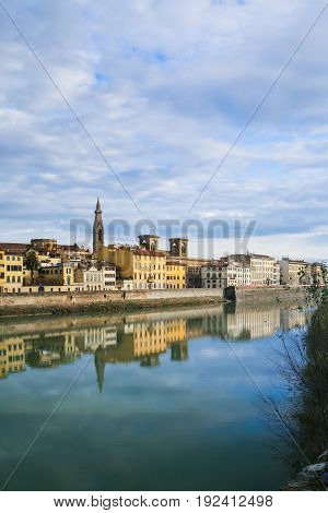 Arno River And Houses On Waterfront