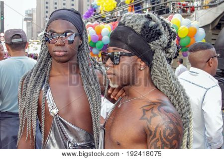 Young Men At Gay Pride Parade Sao Paulo