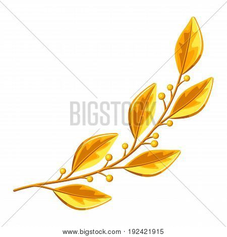 Realistic gold laurel branch. Decorative element for design.