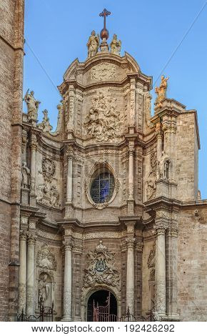 Valencia Cathedral or Basilica of the Assumption of Our Lady of Valencia Spain. The Iron Gate