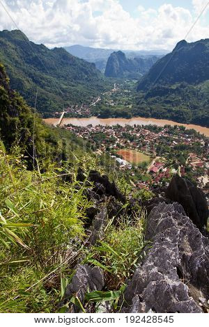 Nam Ou river in Nong Khiaw village, northern Laos