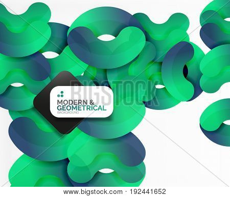 Abstract color geometric round shapes on white - elements with shadow, colorful composition