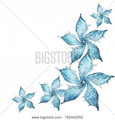 flower made of water splash. 3d rendering