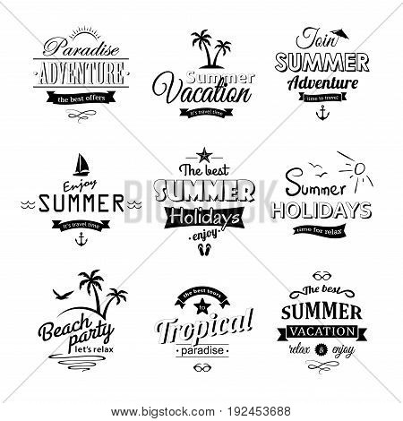 Beach retro  labels set isolated on white eps 8