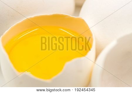 fresh eggs with yellow yalk on the black background