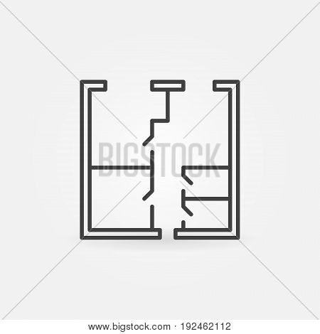 Whiteprint concept vector icon. House or apartment plan sign in thin line style