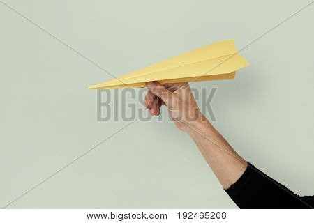 Human Hand Holding Papercraft Airplane Goals Target Aspirations