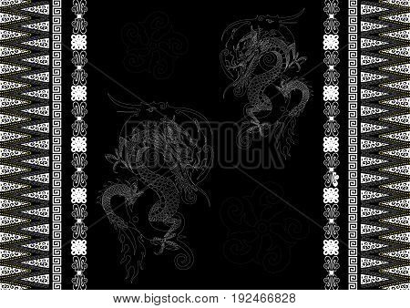 borneo dayak ethnic batik motif design of dragons