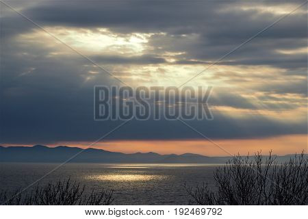 Sunset On The Beach With Beautiful Sky
