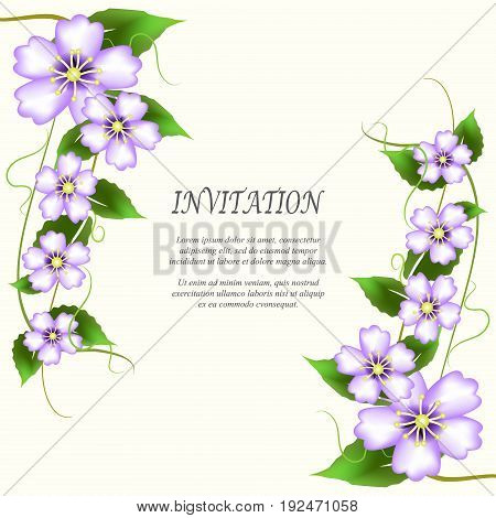Invitation card wedding card with flowers bouquet on ivory background