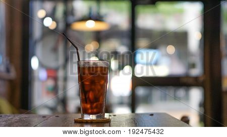 Ice americano coffee in cofee shop, americano coffee.