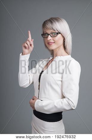 Portrait of elegantly dressed young gorgeous brunette woman.