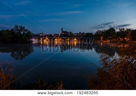 the lake of Boeblingen in Germany in the late evening
