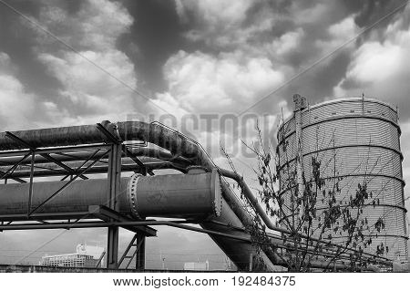 a pipeline under a cloudy sky in Stuttgart