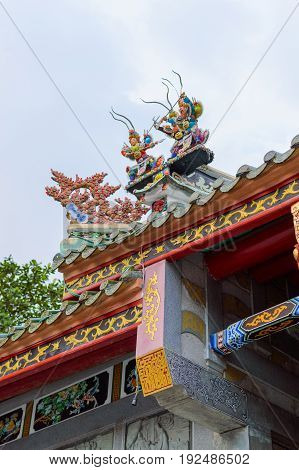 Fragment of China temple architecture. Asian style in building.