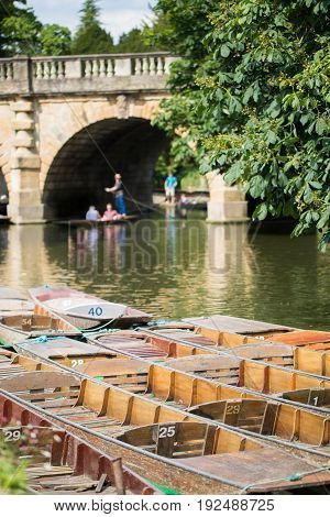 Boating In Punts On River Cherwell In Oxford