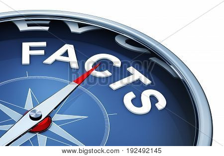 3D rendering of a compass with the word facts