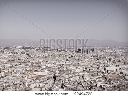 aerialview of naples take from certosa ,italy