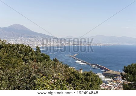 aerialview of naples take from certosa , italy