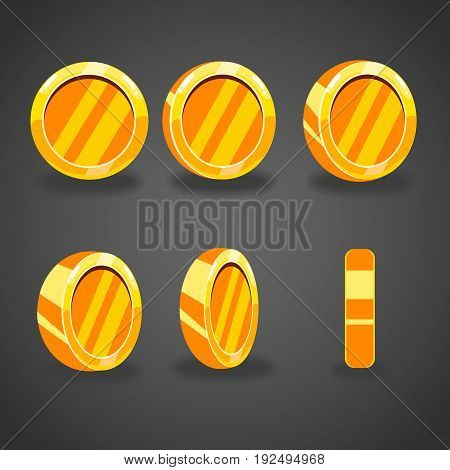 Set with cartoon vector coins. Game resource illustration