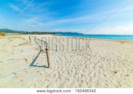 White sand in Porto Giunco beach Villasimius. Sardinia Italy