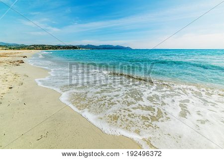 Turquoise water in Porto Giunco Villasimius. Sardinia Italy