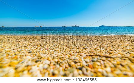 Pebbles in Santa Maria Navarrese shore. Sardinia Italy