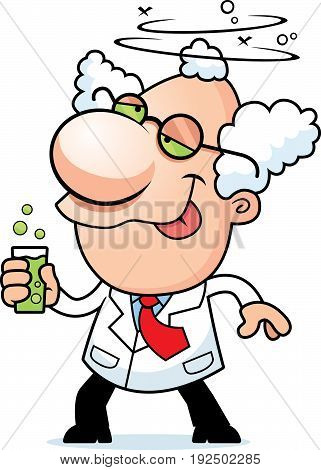 Cartoon Mad Scientist Drinking