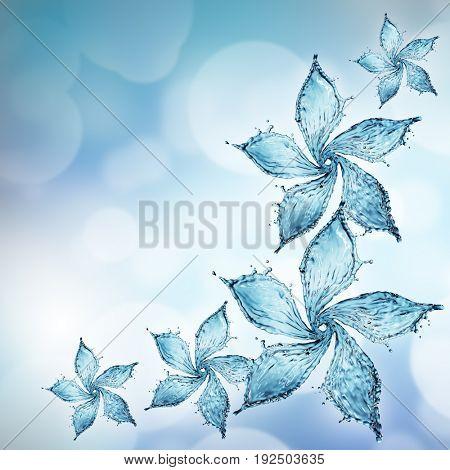 flower made of water splash. 3d rendering